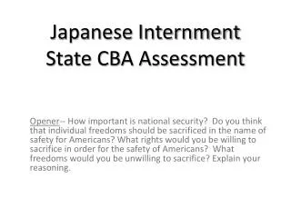 Japanese Internment State CBA Assessment