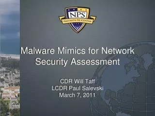 Malware Mimics for Network Security Assessment