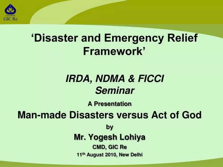 disaster and emergency relief framework irda ndma ficci seminar