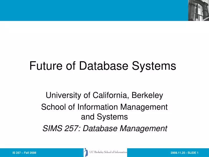 future of database systems