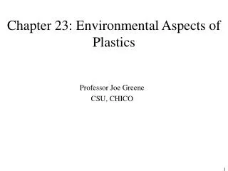 Chapter 23: Environmental Aspects of Plastics