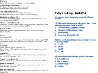 Today’s Bellringer 05/ 05/ 14