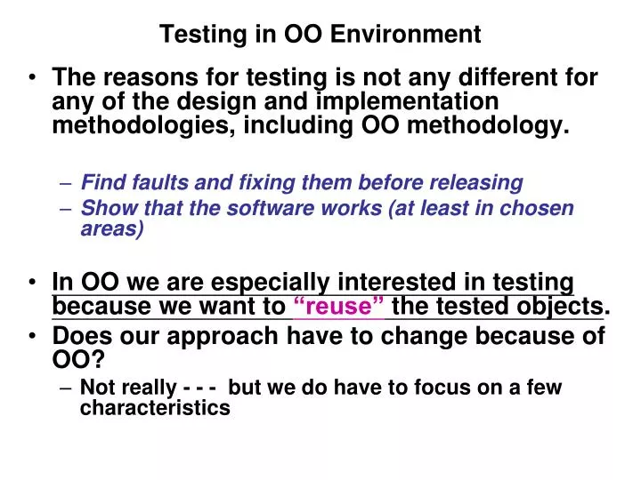 testing in oo environment