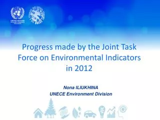 Progress made by the Joint Task Force on Environmental Indicators in 2012