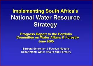 Implementing South Africa’s National Water Resource Strategy