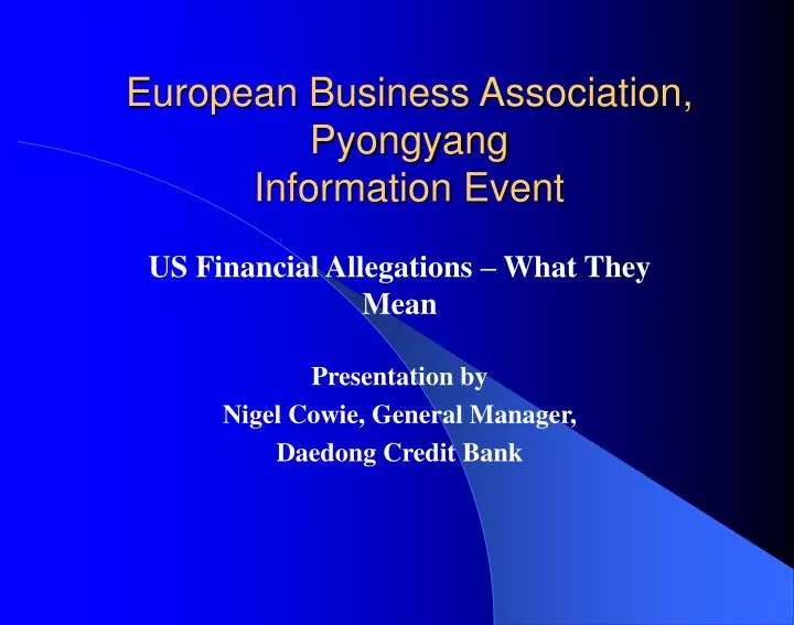 european business association pyongyang information event