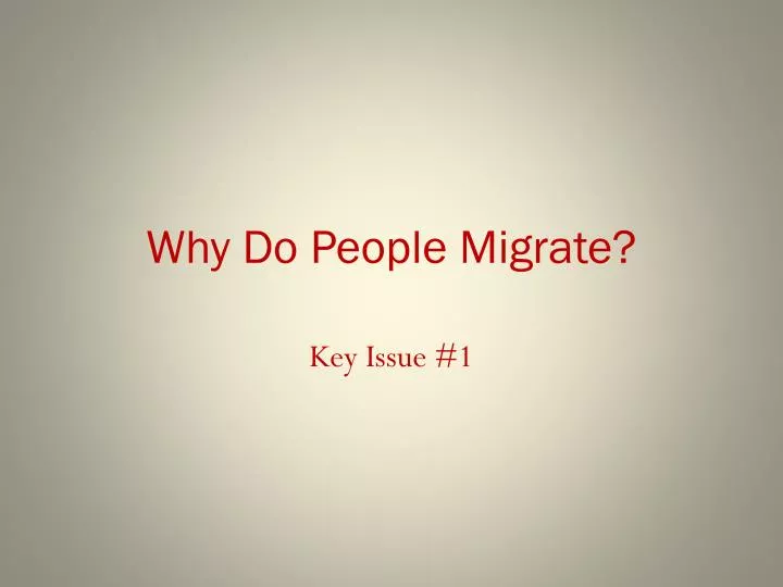 why do people migrate