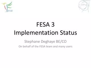 FESA 3 Implementation Status