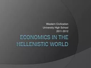 Economics in the hellenistic world