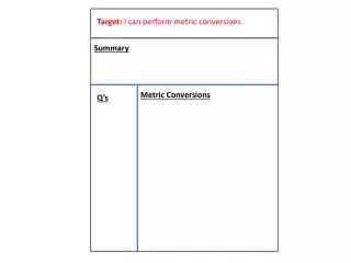 Target: I can perform metric conversions