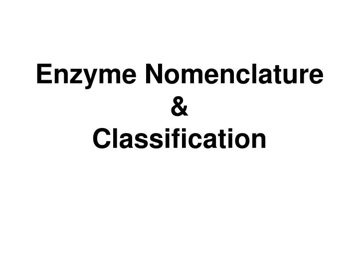 enzyme nomenclature classification