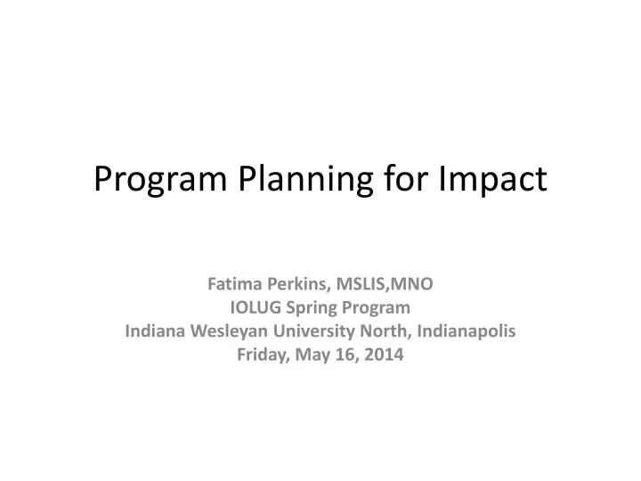 program planning for impact