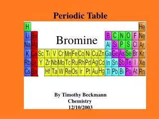 By Timothy Beckmann Chemistry 12/10/2003