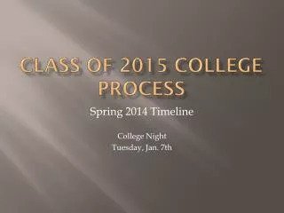 Class of 2015 College Process