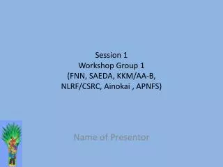 Session 1 Workshop Group 1 (FNN, SAEDA, KKM/AA-B, NLRF/CSRC, Ainokai , APNFS)