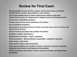 review for final exam