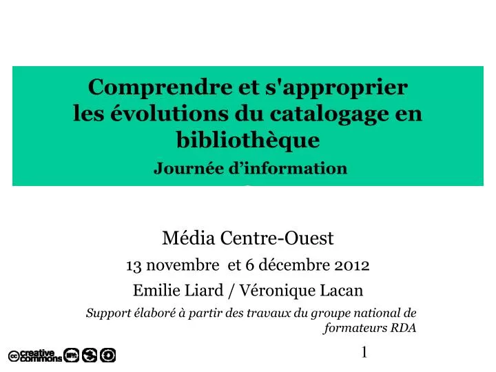 comprendre et s approprier les volutions du catalogage en biblioth que journ e d information