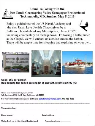 Come sail along with the Ner Tamid Greenspring Valley Synagogue Brotherhood