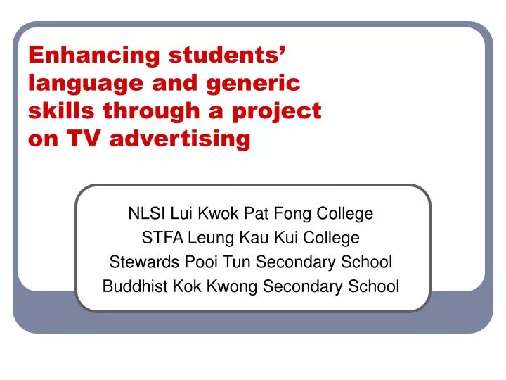 enhancing students language and generic skills through a project on tv advertising