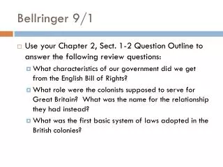 Bellringer 9/1