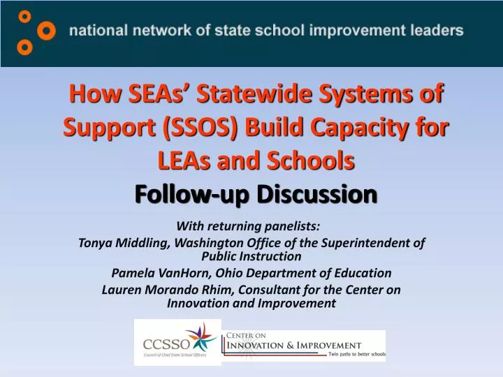 how seas statewide systems of support ssos build capacity for leas and schools follow up discussion