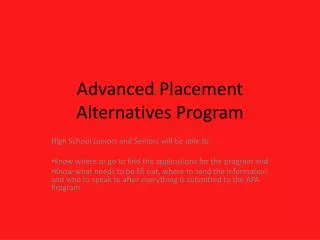 Advanced Placement Alternatives Program
