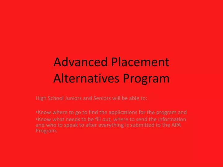 advanced placement alternatives program
