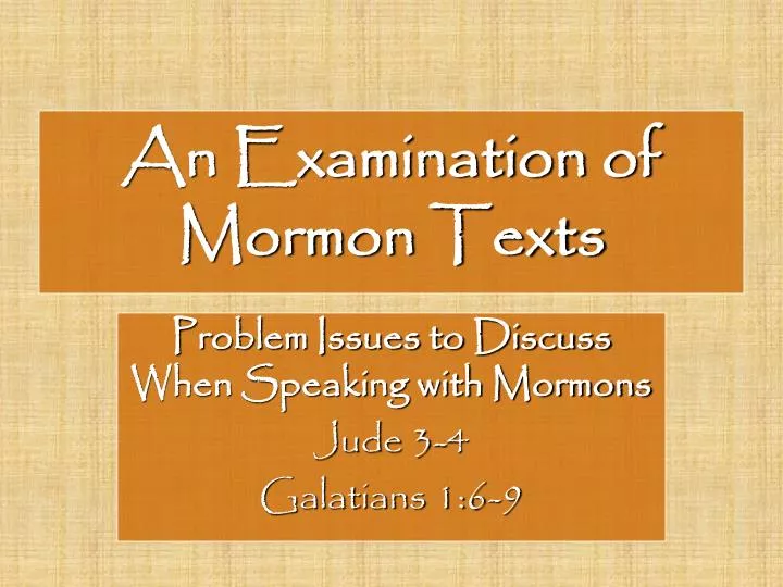 an examination of mormon texts