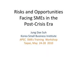 Risks and Opportunities Facing SMEs in the Post-Crisis Era