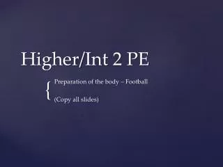 Higher/ Int 2 PE