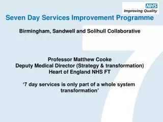 Optimising hospital flow, including discharge to ensure front end emergency care capacity.