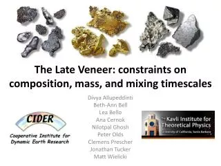 The Late Veneer: constraints on composition, mass, and mixing timescales