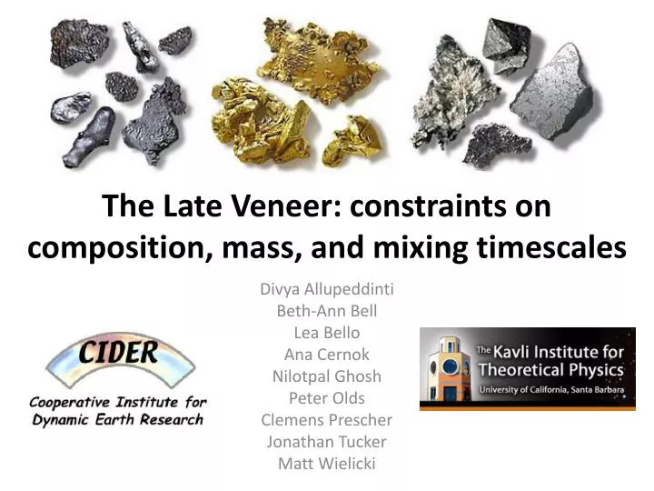 the late veneer constraints on composition mass and mixing timescales