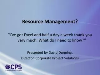 Resource Management?
