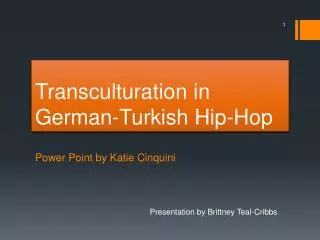 Transculturation in G erman-Turkish Hip-Hop