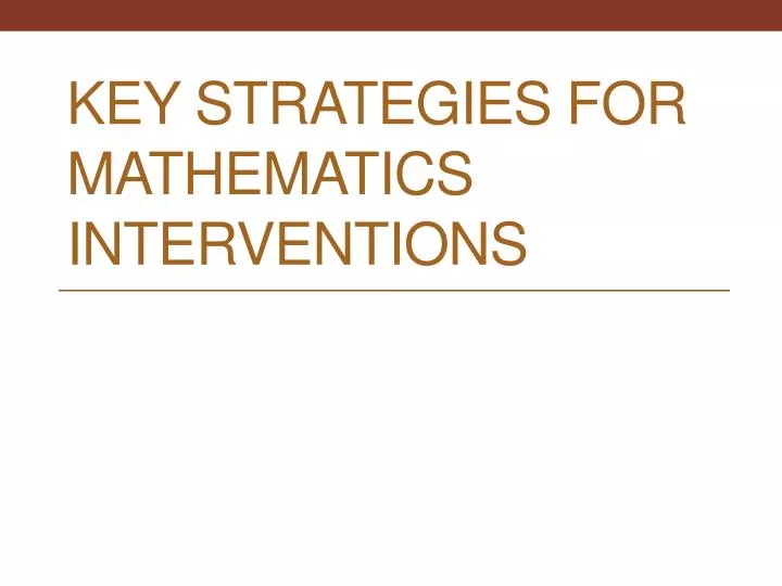 key strategies for mathematics interventions