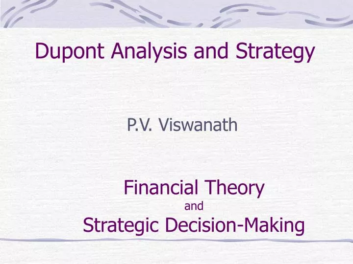 dupont analysis and strategy
