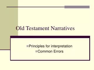 Old Testament Narratives