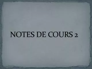 notes de cours 2