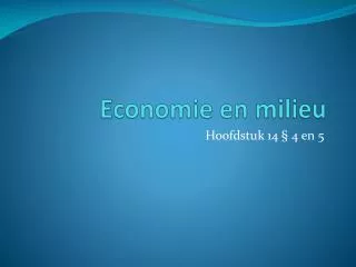 economie en milieu