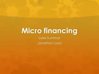 micro financing
