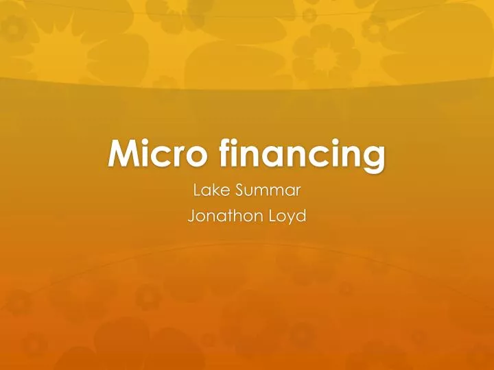 micro financing