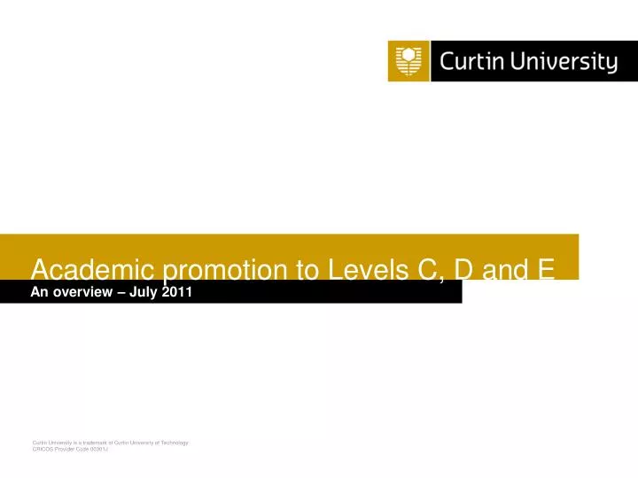 academic promotion to levels c d and e