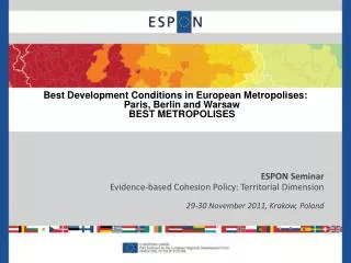 ESPON Seminar Evidence-based Cohesion Policy: Territorial Dimension