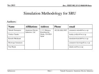 Simulation Methodology for SRU