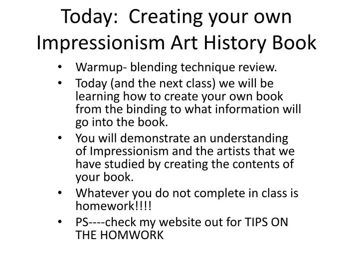 today creating your own impressionism art history book