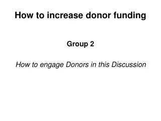 How to increase donor funding