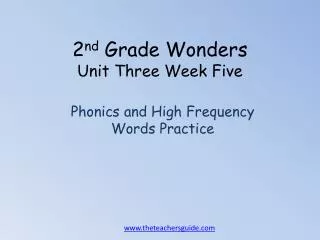 2 nd Grade Wonders Unit Three Week Five