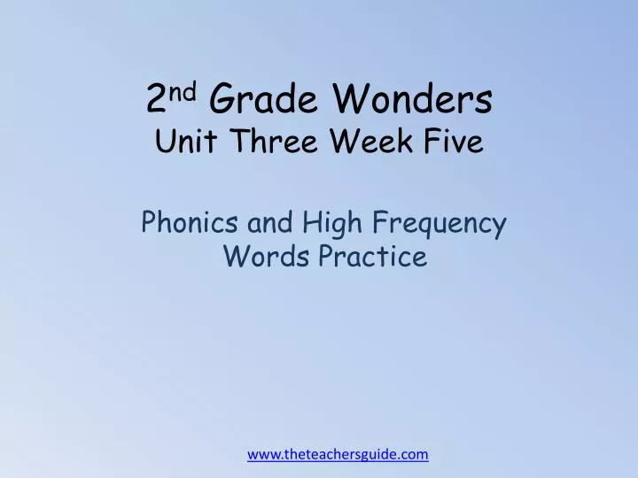 2 nd grade wonders unit three week five