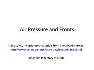Air Pressure and Fronts